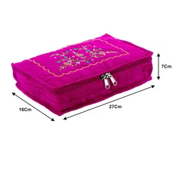 Kuber Industries Set of 2 Pink Embroidered Jewellery Organisers image 3