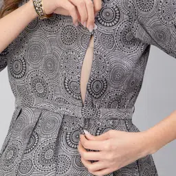 CEE-18 Floral Printed Pleated Cotton Maternity Feeding Kurta image 4