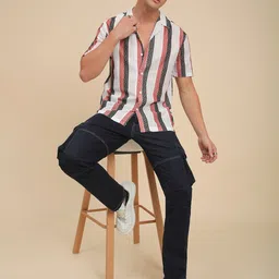 MOHICANS Men Textured Spread Collar Casual Shirt image 4