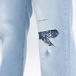 glitchez Men Cool Vibe Relaxed Fit Mildly Distressed Light Fade Jeans image 5