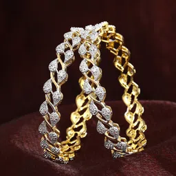 Estele Set Of 2 Rhodium-Plated Crystals-Studded Bangles image 1