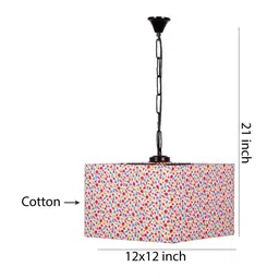 Devansh White & Pink Printed Traditional Hanging Lamp image 3