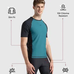 Speedo Men's Enduraflex Short Sleeve Suntop With UPF 40+ Sun Protection image 2