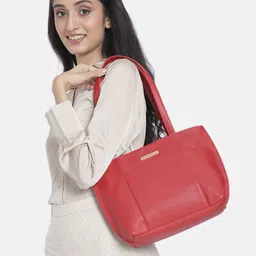 Caprese Red Leather Structured Shoulder Bag image 4