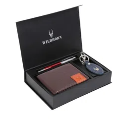 WildHorn Men Brown & Blue RFID Protected Genuine High Quality Leather Accessory Gift Set-picture-21