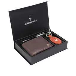 WildHorn Men Brown & Orange RFID Protected Genuine Leather Accessory Gift Set-picture-33
