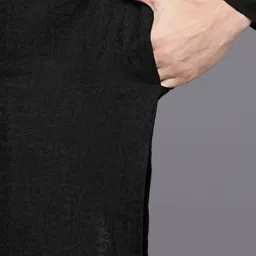 Manyavar Men Black Floral Woven Deisgn Sequinned Kurta with Churidar image 2