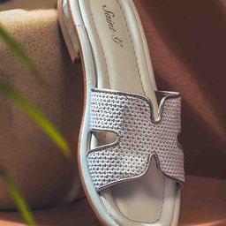 Saint G Embellished Leather Open Toe Flats-picture-25