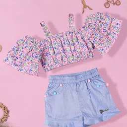 Nauti Nati Girls Floral Printed Top With Shorts-image-26