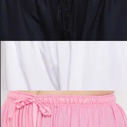 Clora Creation Women White & Navy Blue 3 Knitted Palazzos image 5