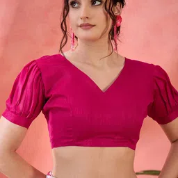 Sangria Floral Printed Saree with Unstitched Blouse image 5