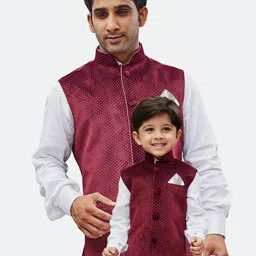 VASTRAMAY Boys Printed Velvet Nehru Jacket-picture-15