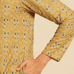 KISAH Men Mustard Yellow Embroidered Kurta with Dhoti Pants Set image 4