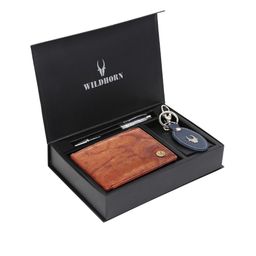 WildHorn Men Tan Brown & Blue RFID Protected Genuine Leather Wallet & Pen Accessory Gift Set-picture-39