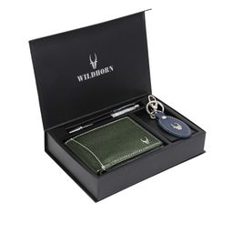 WildHorn Men Green & Blue RFID Protected Genuine Leather Wallet & Pen Accessory Gift Set-picture-41