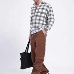 glitchez Textured Transit Tartan Checked Relaxed Shirt image 3