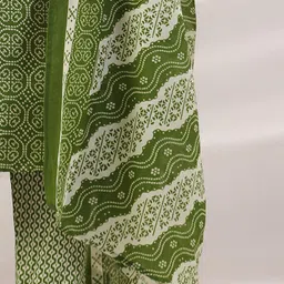 Indo Era Women Bandhani Printed Regular Pure Cotton Kurta with Trousers & Dupatta image 4