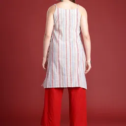 Anouk Women Striped Regular Pure Cotton Kurta with Palazzos image 3
