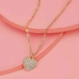 Carlton London 925 Sterling Silver 18Kt Rose Gold-Plated CZ-Studded Pendant with Chain-picture-13