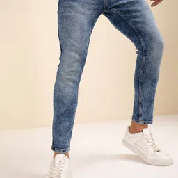 KETCH Men Blue Skinny Fit Mildly Distressed Heavy Fade Stretchable Jeans 97% Cotton-image-41