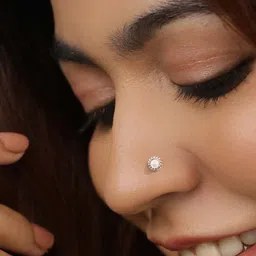 Zavya Set of 2 925 Pure Sterling Silver Rhodium Plated Cubic Zirconia Studded Nosepins image 4