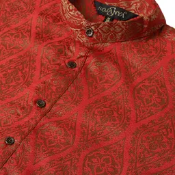 SOJANYA Ethnic Motifs Woven Design Band Collar Straight Kurta image 5
