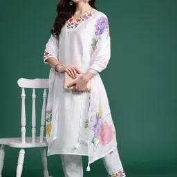 Indo Era Floral Embroidered Kurta with Trousers & Dupatta-picture-32