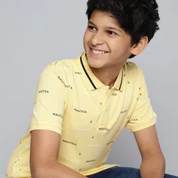Nautica Boys Pure Cotton Brand Logo Printed Polo Collar T-shirt-picture-56