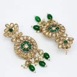 ADIVA Gold-Plated Kundan Stone Studded & Beaded Jewellery Set image 2