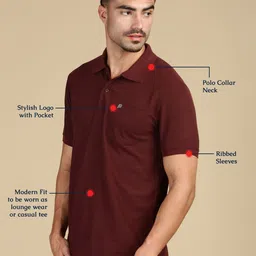 LUX PARKER Men Pack of 2 Anti Odour Solid Polo Collar Cotton T-shirts image 2
