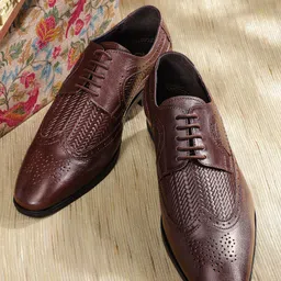 House of Pataudi Men Coffee Brown Handcrafted Leather Formal Brogues-picture-21