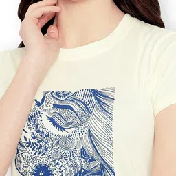 Fabflee Women Multicoloured 3 Printed Applique T-shirt image 3