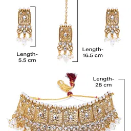 Zaveri Pearls Gold-Toned Kundan Studded Jewellery Set image 5