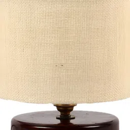 Devansh White Wooden Traditional Cylindrical Shaped Table Lamp image 2