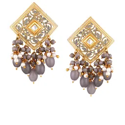 BDIVA 18k Gold Plated Kundan Studded Classic Drop Earrings-picture-11