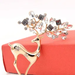 YouBella Women Gold-Toned Stone Studded Deer Shaped Brooch-picture-18