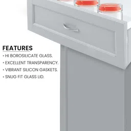 Treo Alin Transparent 2 Pieces Glass Mircowave Safe Jars With Lid - 800 ml each image 2