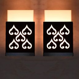Gojeeva Black 2 Pieces Textured Contemporary Rectangle Shaped Wooden Wall Lamp-picture-38
