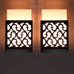 Gojeeva Black 2 Pieces Textured Contemporary Rectangle Shaped Wooden Wall Lamp-picture-19
