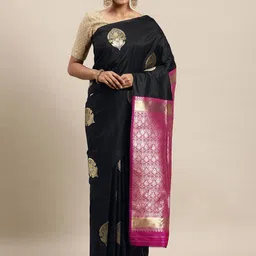 Royal Rajgharana Saree Black Woven Design Banarasi Saree image 1