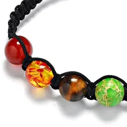 style kraft-jewellery STYLE KRAFT 7 Chakra Reiki Beads Bracelet for Girls Womens Adjustable Nylon Bracelet for Women Men Yoga Bracelet Unisex Jewelry for Girls Silver Bracelet image 3
