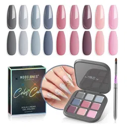 Modelones 9 Shades Color Cube Solid Cream UV Gel Nail Polish Palette 9g - Creamy Squid Ink Pasta image 5