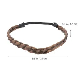 adornish 2pc (black & brown) 2 Strands Synthetic Hair Braided Headband Women Hair Band with Elastic Stretch Chunky & Wide Plaited Braid Hair Band image 5
