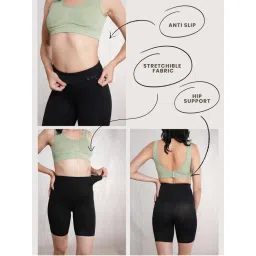 CrossKulture Black Anti-Slip Silicone Strip Shapewear Shorts-image-22