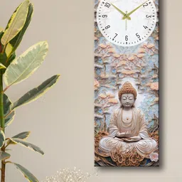 OLIVE TREE Grey & Beige Printed Analogue Wooden Rectangle Analogue Wall Clock image 1