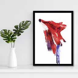 Art Street Red & Violet Fox Abstract Painting Framed Wall Art image 1
