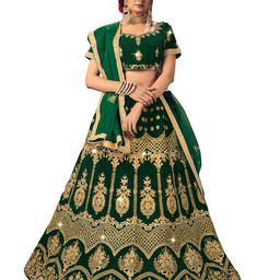 Maroosh Embroidered Thread Work Velvet Unstitched Lehenga & Blouse With Dupatta-picture-31