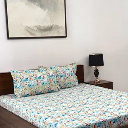 BOMBAY DYEING Dream Lover White Floral 104 TC Cotton Queen Bedsheet Set-2.24 m X 2.54 m-image-11