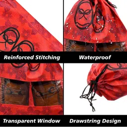 Kuber Industries Pack of 12 Floral Printed Waterproof Shoe Bags with Clear Window image 4