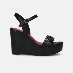 BAGATT Women Leather Wedge Sandals Open Toe Backstrap with Buckles image 4